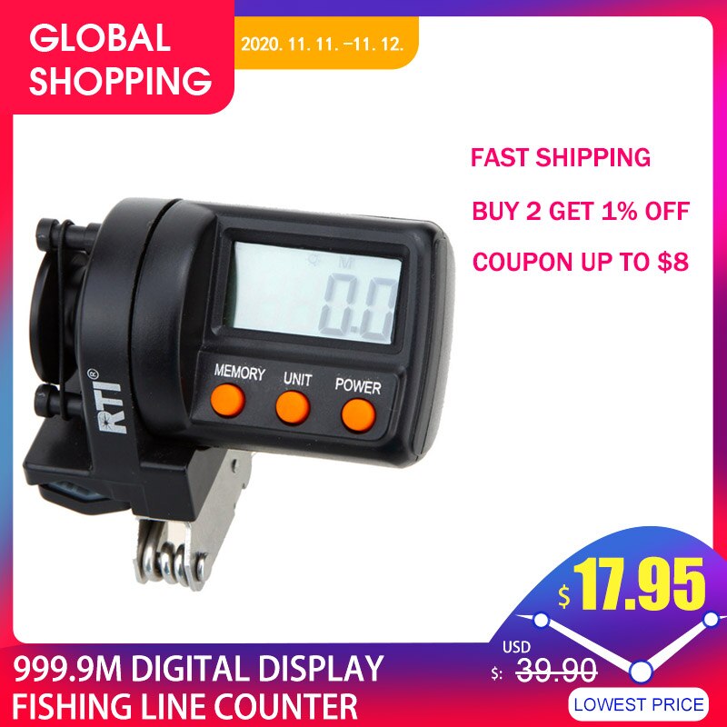 999.9M Digital Display Fishing Line Counter Fishing Tool Accessories Fish Digital Line Counter Fishing Tool Fish