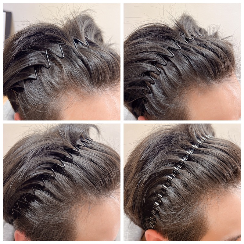 1 st hårband unisex vågformat hårband ansiktstvätt huvudbonad hårring enkelhet halkfri svart metall spiralband