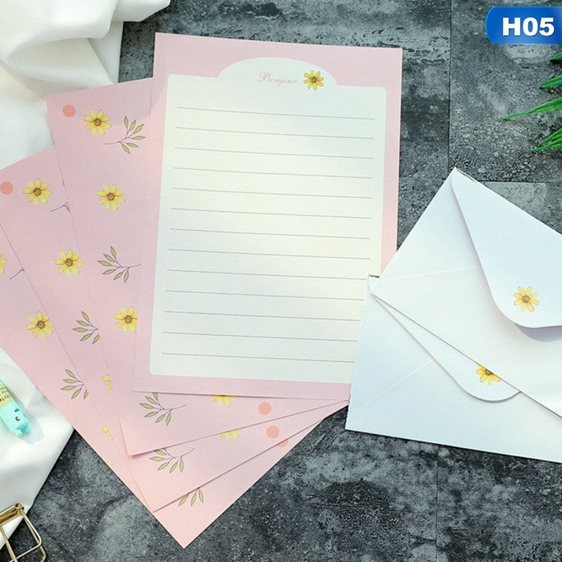 Letter Envelope Paper Korean Stationery Aesthetic Lovely Little Fresh Fragrance Paper Envelope Letter Set Card: H05