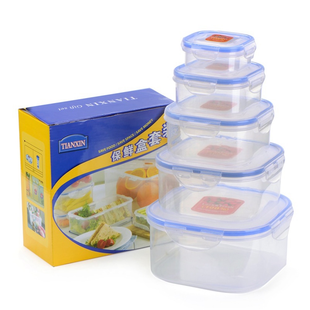 Kitchen Plastic Microwave Food Box Set Transparent Food Container Refrigerator Fresh Keeping Storage Box Portable Lunch Box