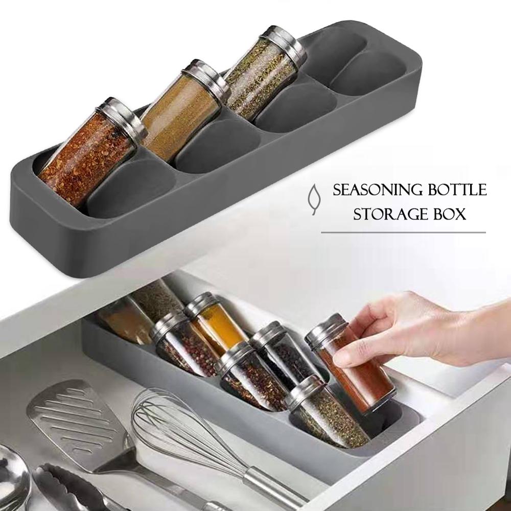 Skuffe med otte åbninger krydderier krydderi flaske opbevaringsholder 8 gitter digel opbevaring organizer krydder tank køkken organizer