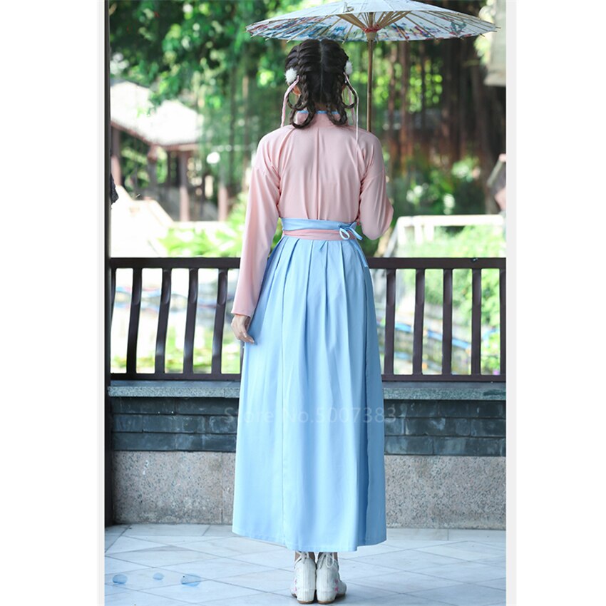 Ancient Woman Traditional Chinese Hanfu Dress Fairy Folk Dance Costume Embroidery Party Halloween Tang Clothing Set