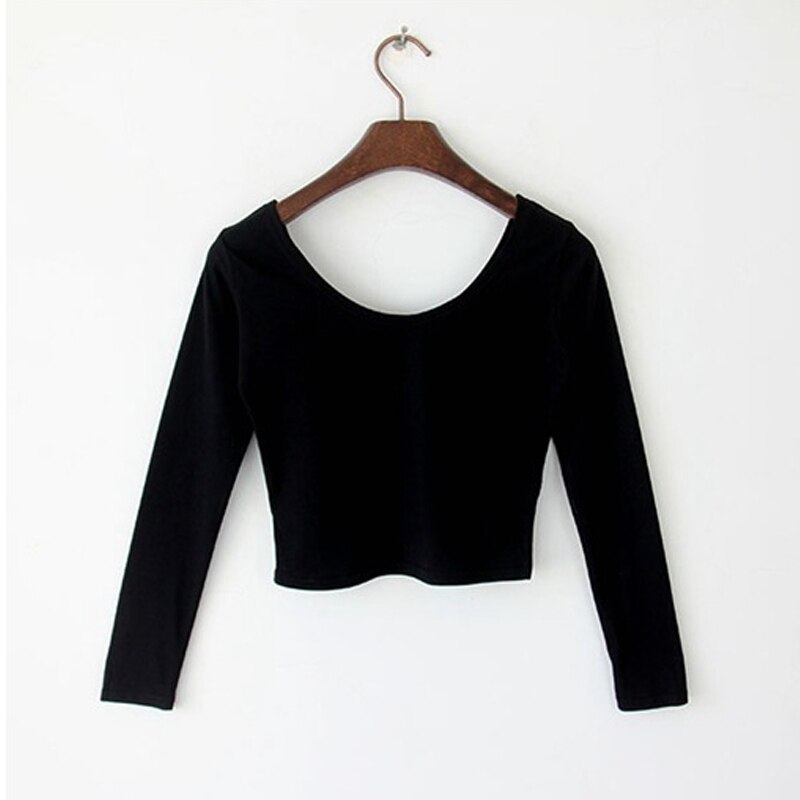 Kvinnor yoga kostym långa ärmar crop tops rund hals hög midja t-shirt slim fit toppar