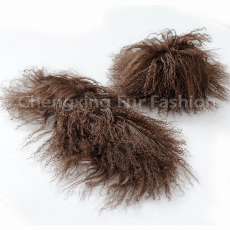 CX-A-47F Echt Mongoolse Lam Bont Manchetten Natuurlijke Bont Manchet: Bruin