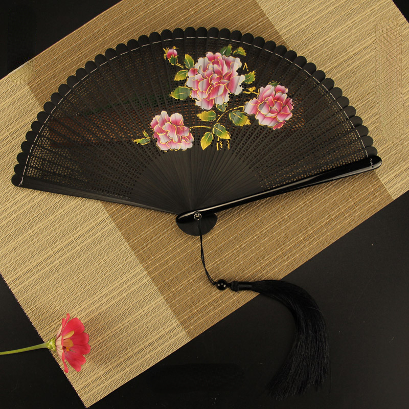 Japanse Stijl Retro Bamboe Hand Fan Klassieke Kant Ventilador Draagbare Zomer Dame Kleine Vouwen Fan Chinese Vrouwen Hand Fans: Donkergroen