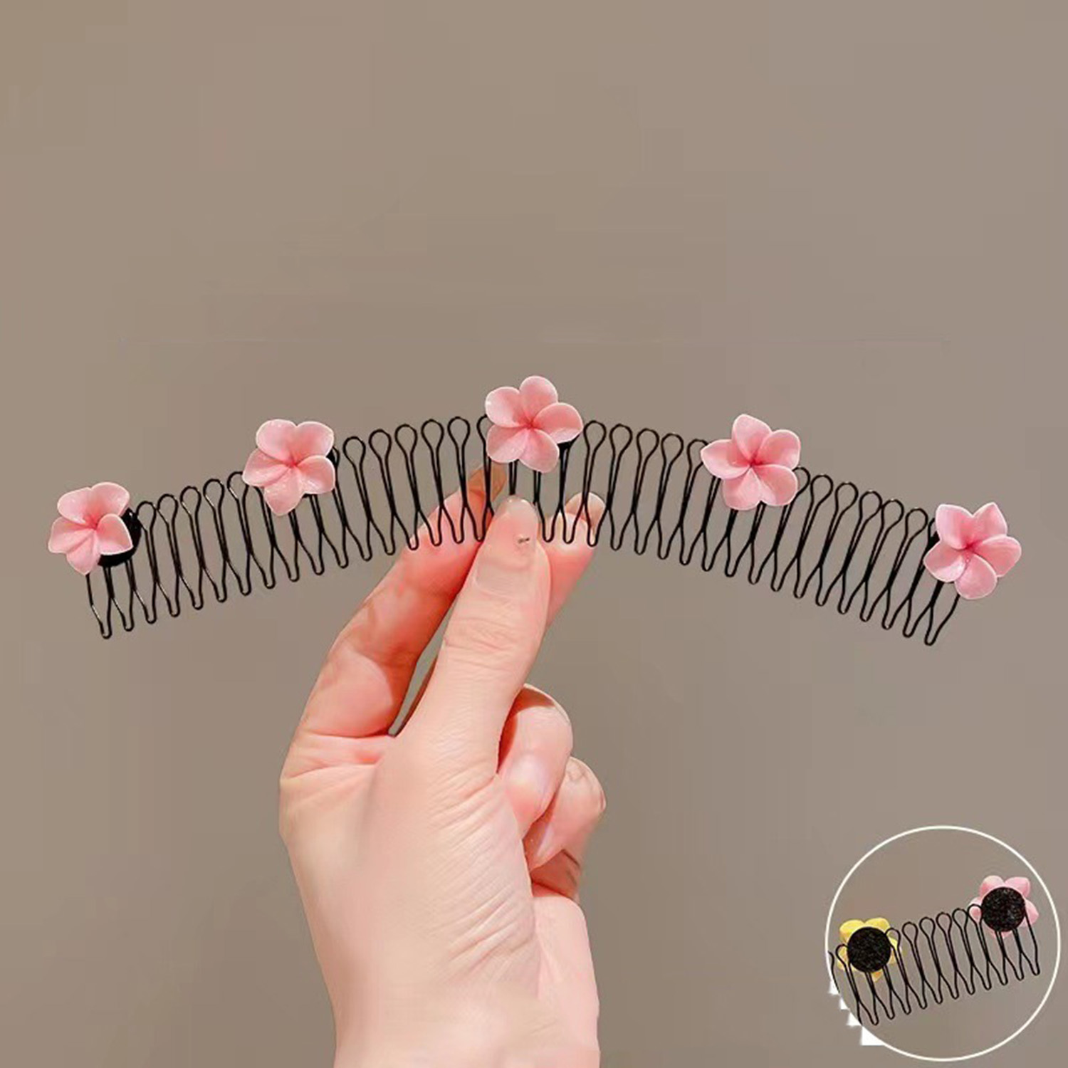 Diademas con acabado de pelo roto para mujer, accesorios para el cabello, horquillas para niños, peine largo, Flor de huevo dulce, Clips,