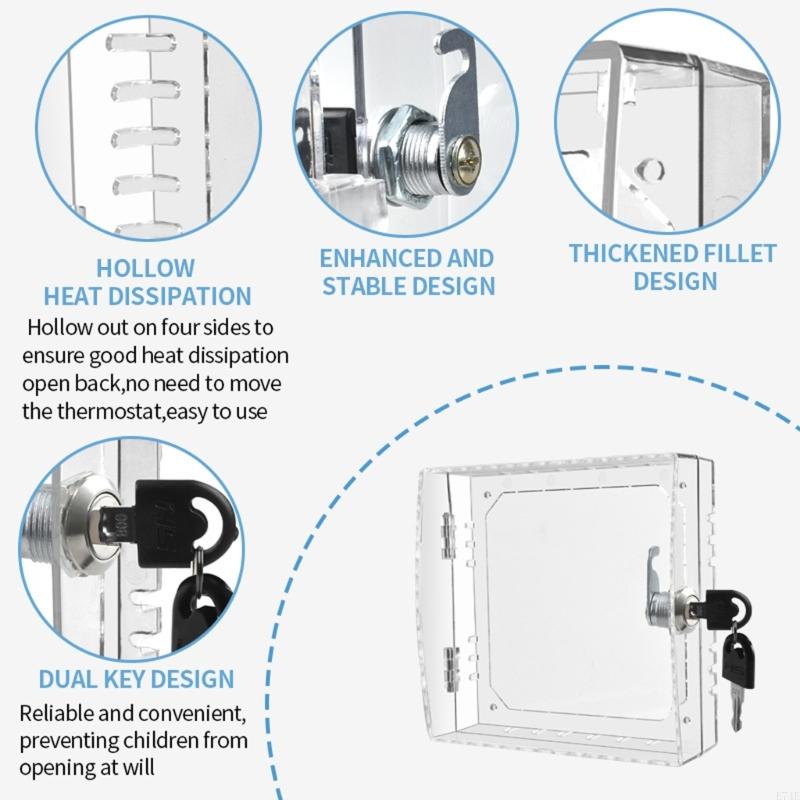 E74E Termostato Buardar seguridad con llave Configuración tapa clara protector cubierta para unidades montadas en