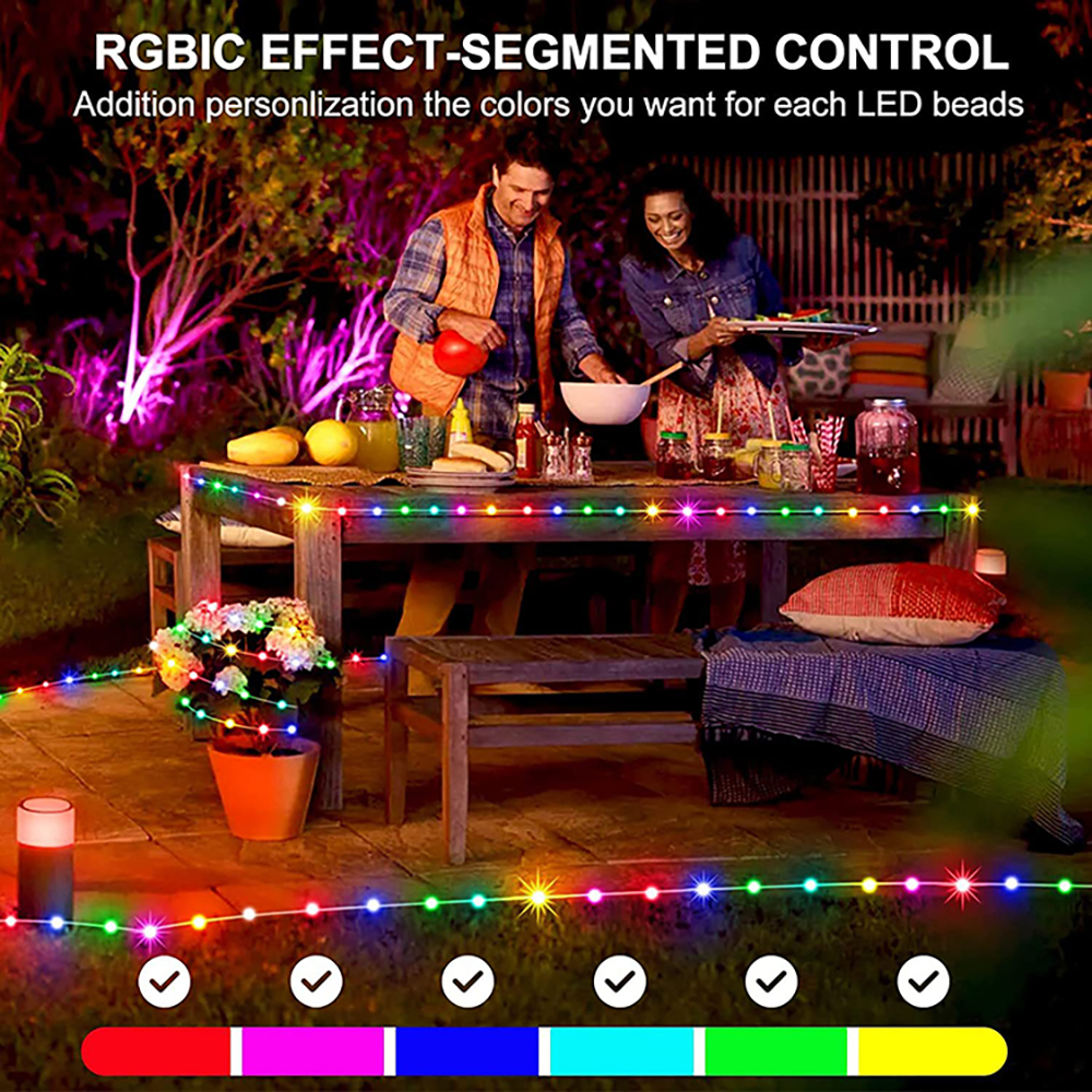 40M LED extérieur noël lumière décorative RGB IC Bluetooth APP contrôle 5V USB LED conte de fées chaîne lumineuse pour fête de mariage