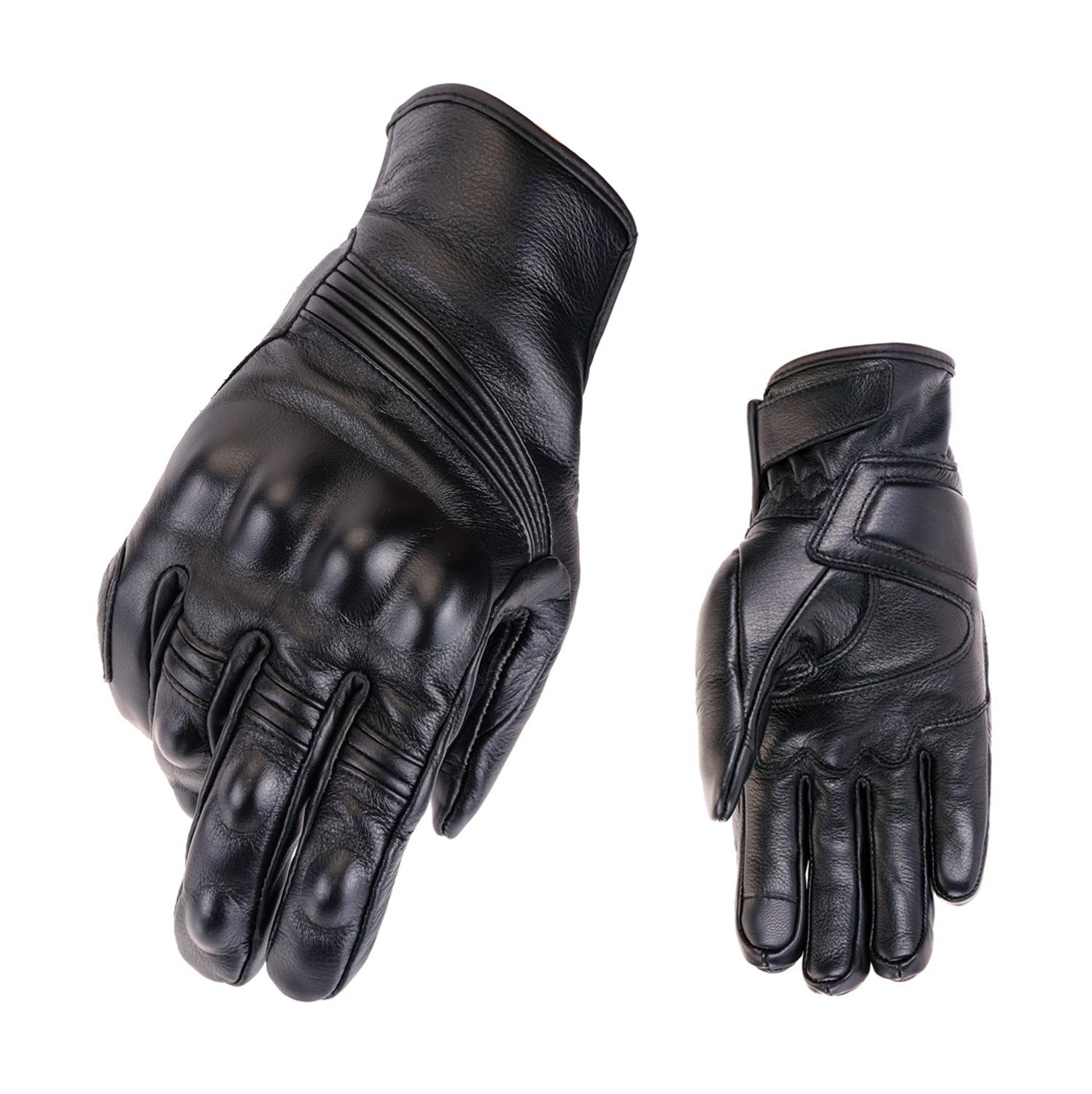 Retro Perforated Leather Motorcycle Gloves Cycling Moto Motorbike Protective Gears Motocross Glove winter man women bike