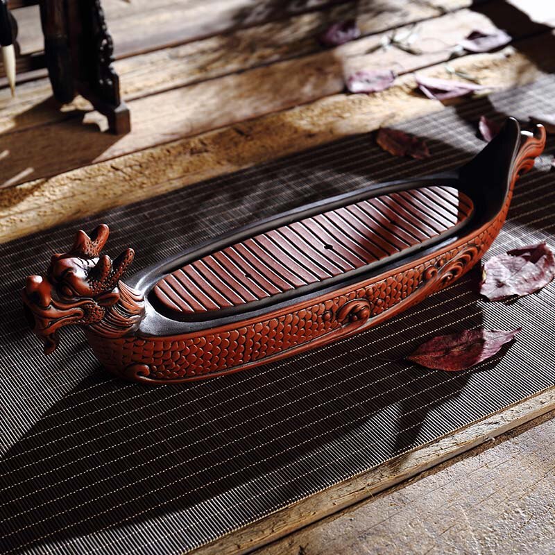 Purple clay Dragon Tea tray Drainage Water storage Kung Fu Tea set room Board table Chinese tea cup ceremony tools: 03