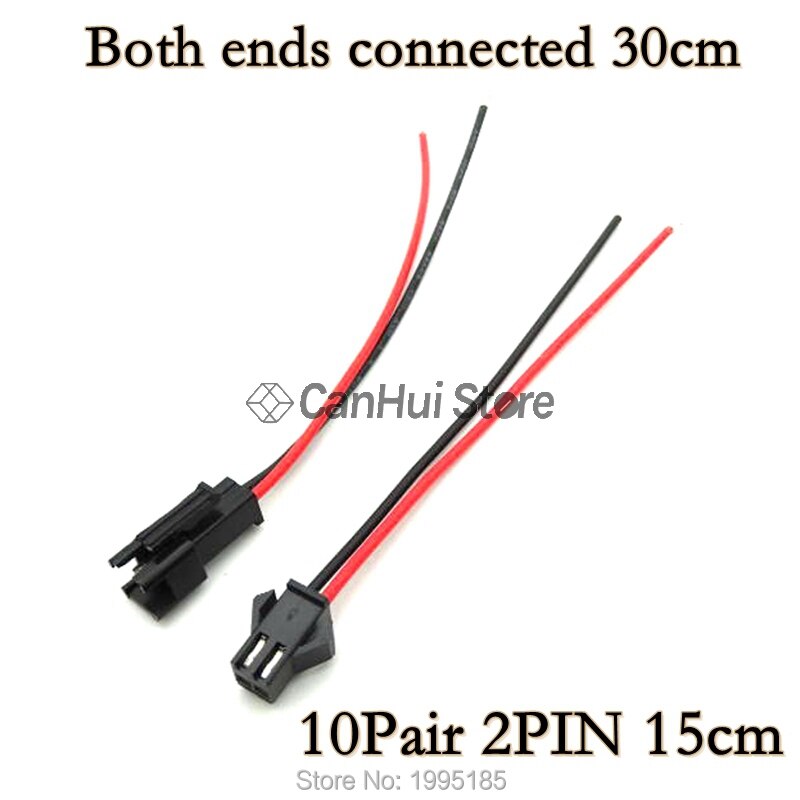Conector de cable macho a hembra, 2-5 pares, 10/15/20cm, JST SM 2P 3P 4P, tiras LED, conectores de controlador de lámpara, adaptador rápido: 10Pair 2PIN 15cm