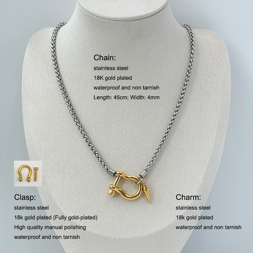 Two Tone Theta Sterling Silver Chain Necklace plated in Rhodium & 18K Gold main image 0