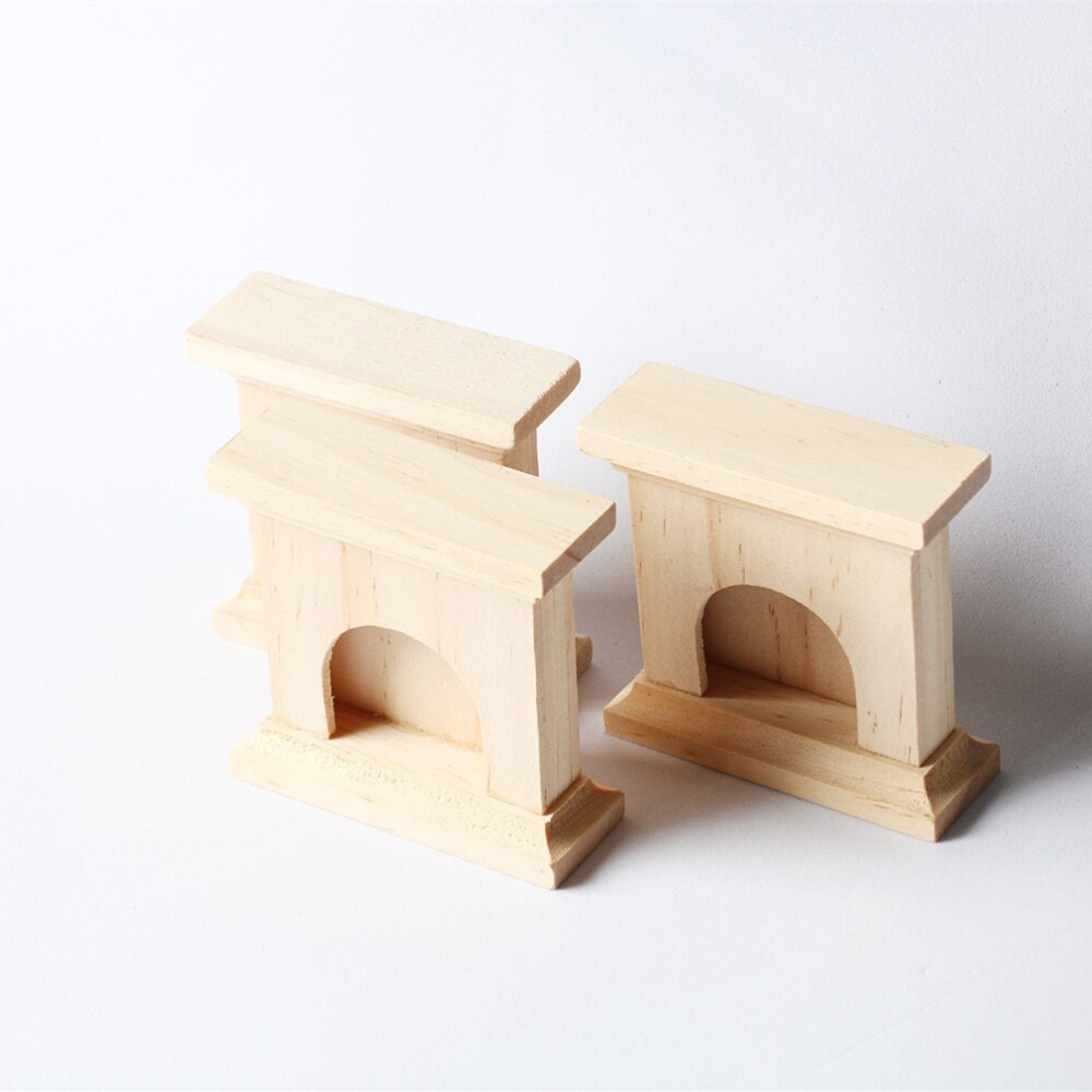 Mini Natural Solid Wood Fireplace Photograph Model Adornment Miniature Toy House Accessories