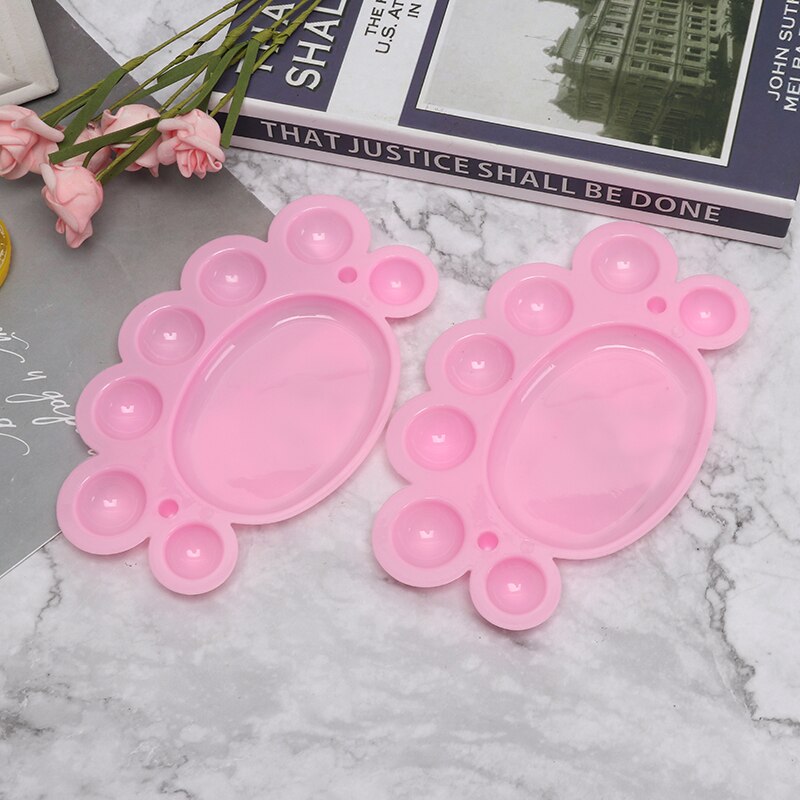2pcs Footprint Shape Plastic Palette Art Paint Plastic Drawing Tray Color Palette For Oil Watercolour White Painting Pallet: PK