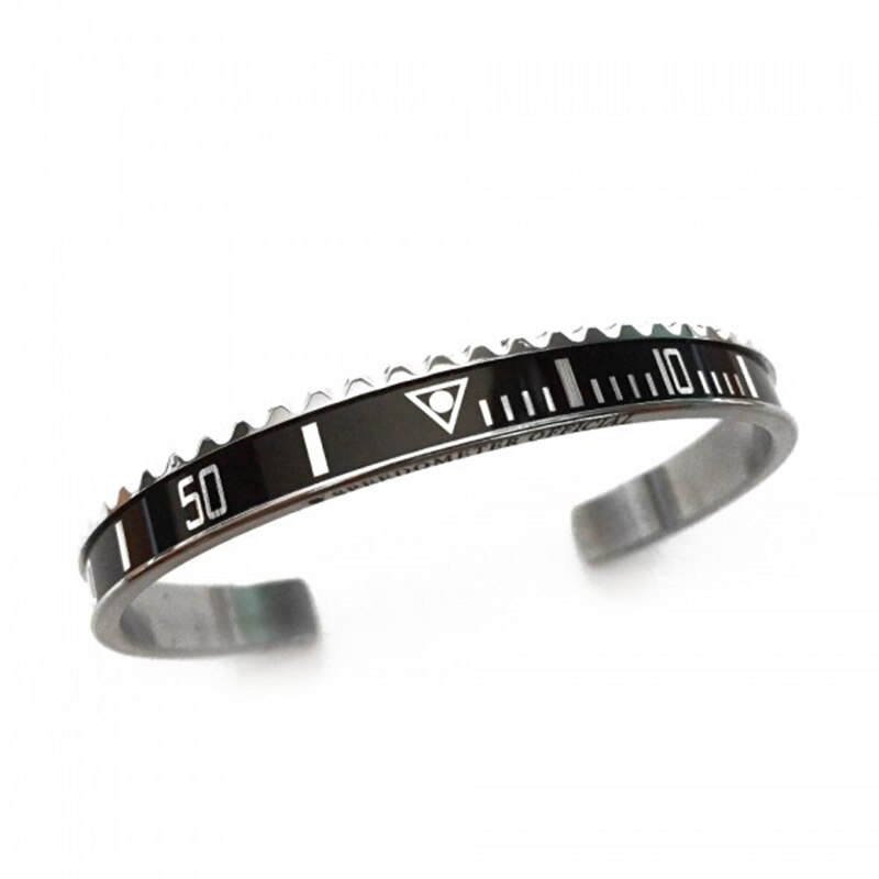 Bransoletka mankietowa ze stali nierdzewnej 12 kolorów w kolorze srebrnym ST01: steel-black