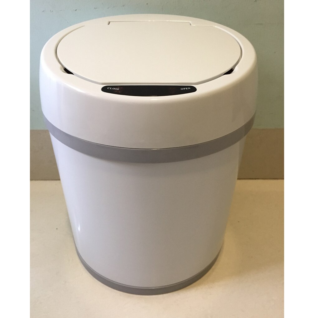 Stainless Steel Auto Open/Close Garbage Can Sensor Trash Bin Recycling Container Battery Power with Inner Bucket: 6L white