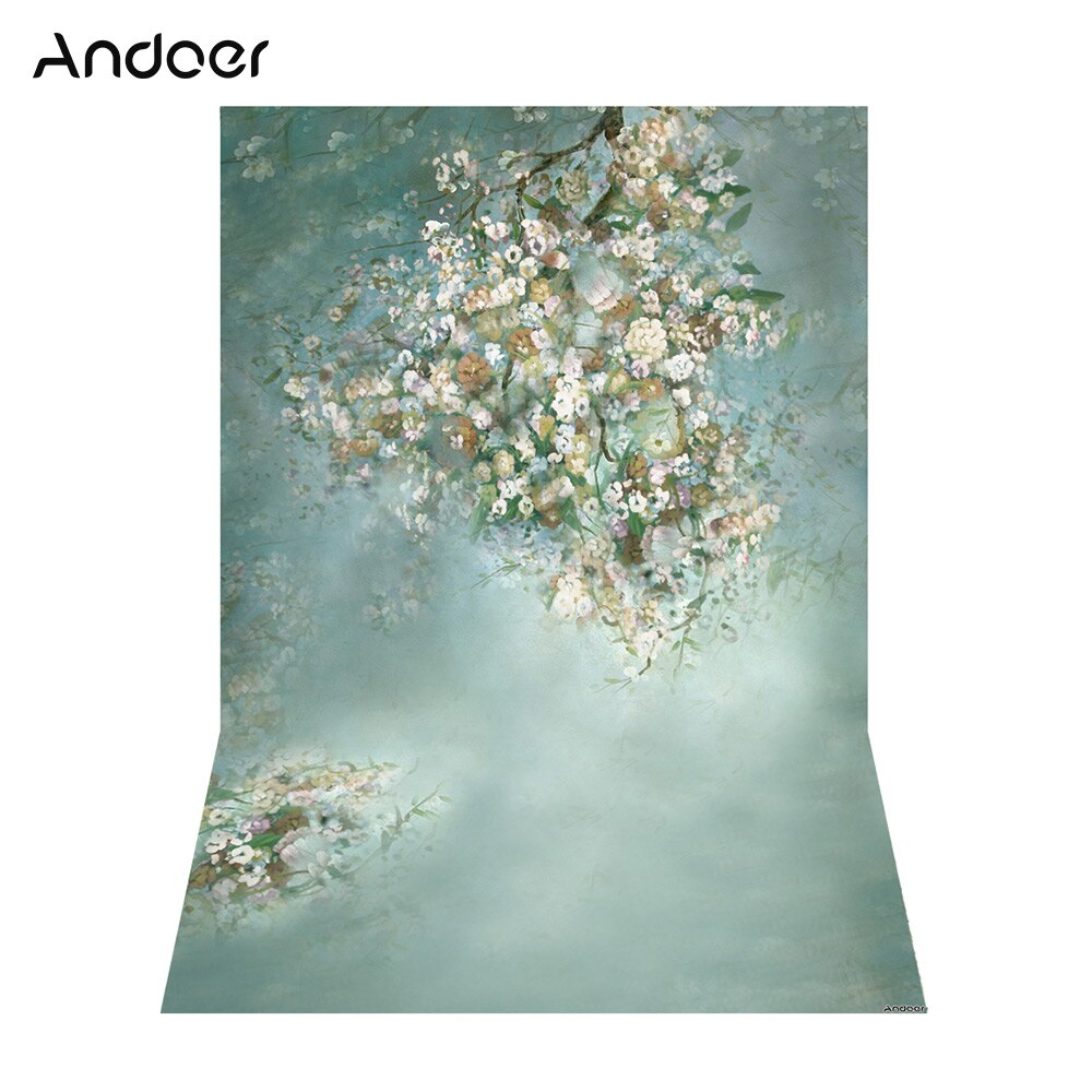 Andoer Photography Backdrop - 1.5x2.1m/5x7ft - Rose/Cherry/White Blooming Flower Wall - Digital Printed Polyester: Chocolate Color