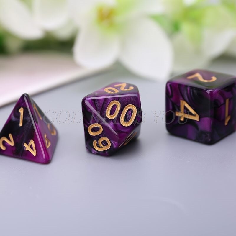 7Stck Acryl Würfel Würfel Digitale Schwarz Lila Gold Punkte D4 D6 D8 D10 D12 D20 KTV Bar Nachtclub Unterhaltung werkzeuge Erwachsene Spielzeug
