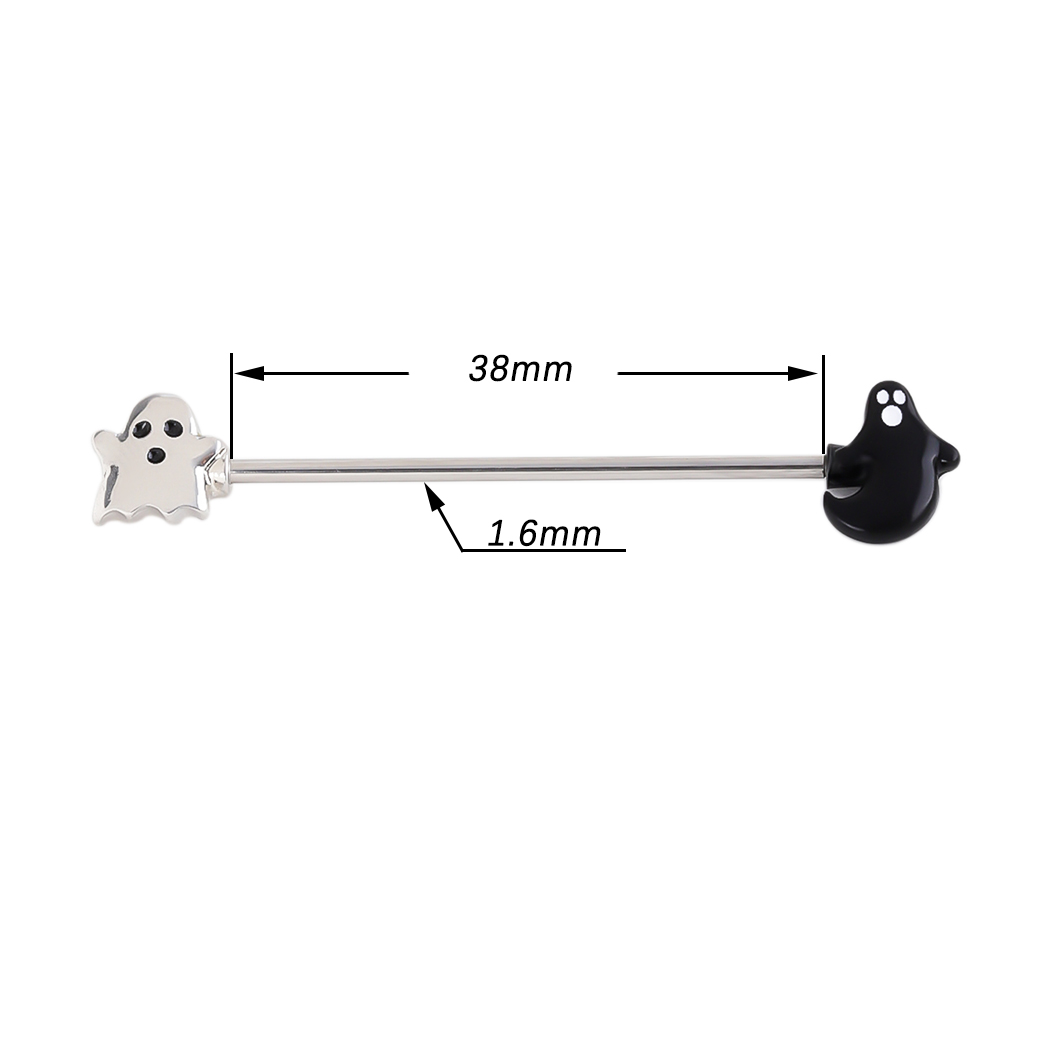 Jhjt 14G Ghost Industriële Piercing Roestvrij Staal Katilage Oorbel Oor Piercing Lichaam Sieraden Halloween