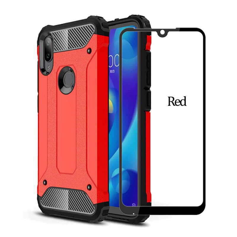 Originele Armor telefoonhoesjes Xiaomi mi play miA3 case zachte siliconen BUMPER Anti-Shock Case cover Xiaomi mi A3 hoesjes Xiaomi mi play telefoon hoesjes Xiaomi Mi A3 Case: Xiaomi Mi A3 / Red Case and Glass