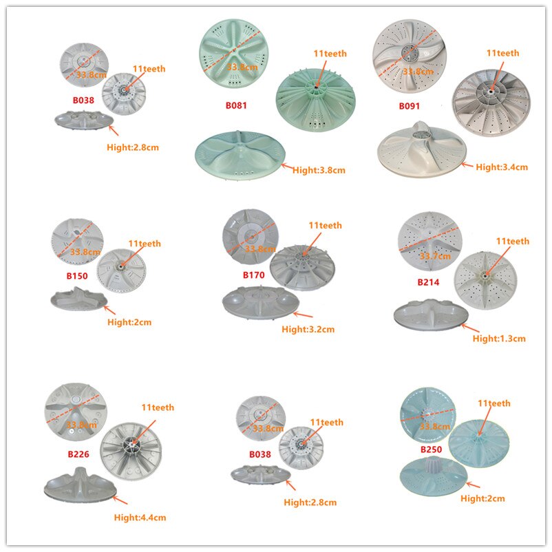 Washing Machine Pulsator Replacement Part Wave Plate Pulsator 11 Teeth Diameter 33.8cm 33.7cm