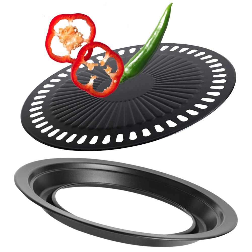 Parrillas antiadherentes coreanas para barbacoa, Cassette para horno, sartén redonda portátil antiadherente, fácil de limpiar, accesorios para exteriores, herramientas