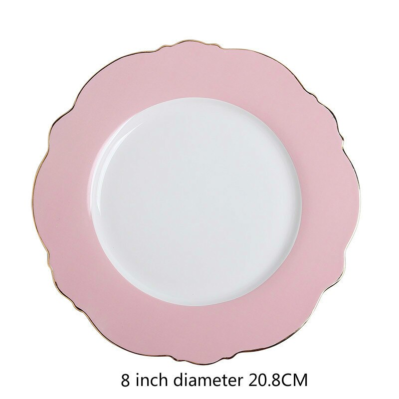 Phnom Penh – assiettes à dîner en céramique de 8 pouces, assiette à Steak occidentale, plat à Dessert, gâteau aux fruits, vaisselle 1 pièce: pink