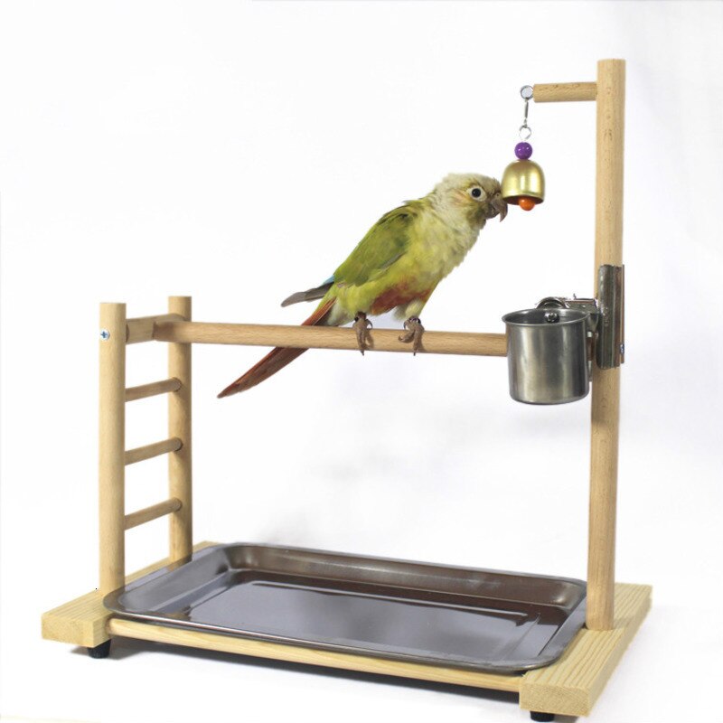39*36*23cm fugle siddepinde papegøje legeplads foderbakke papegøjeklokke bordplade papegøje legestand til conure cockatiel parakit finke