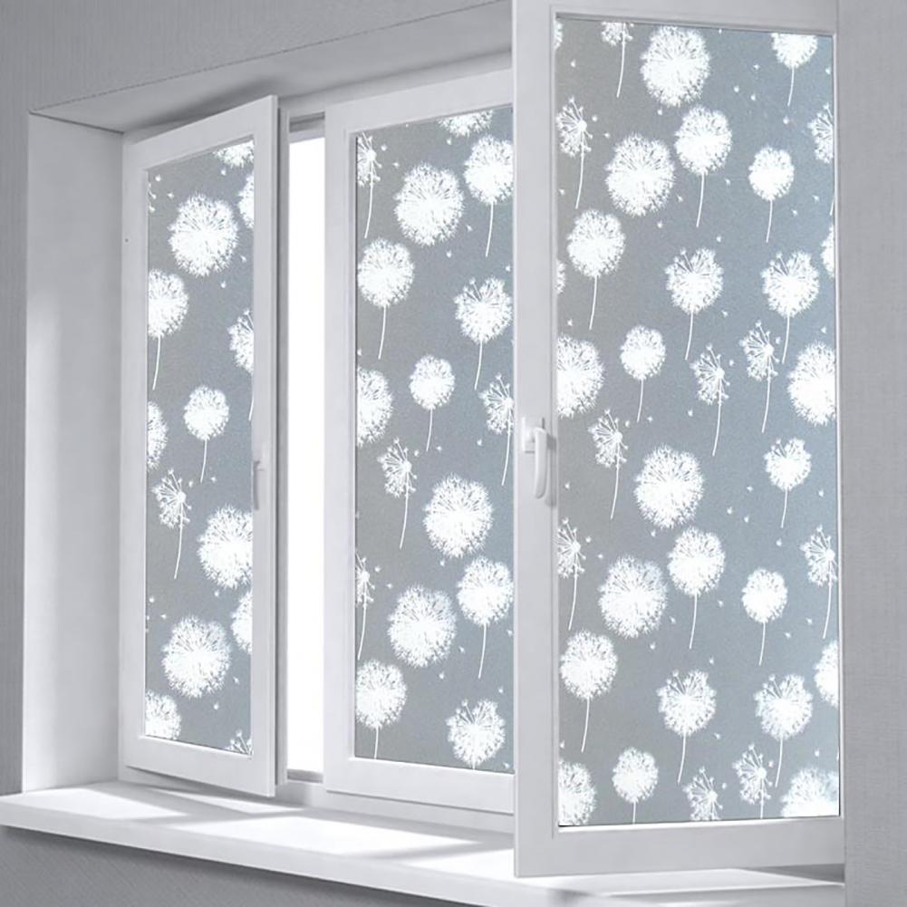 Window Sticker Dandelion Print Self Adhesive Adorable Stained Glass Window Decals for Home