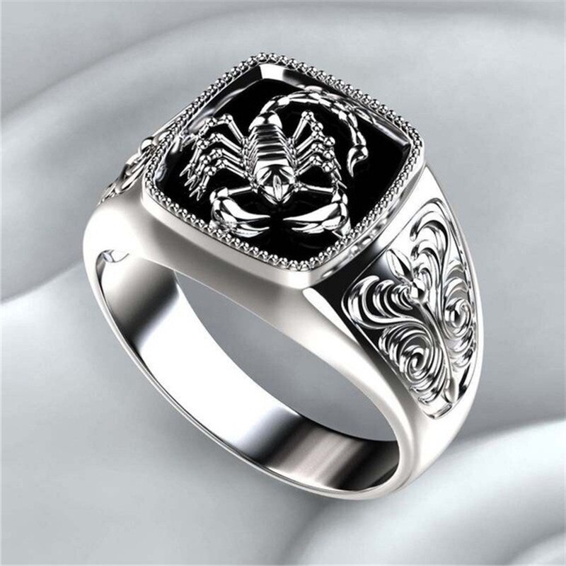 Gothic Men's 316L Stainless Steel Scorpio Embossed Ring for Punk Party Jewelry Anniversary