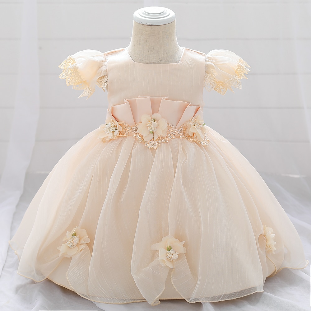 Flower Girl Dresses Birthday Dress for 1 Year Baby Girl Princess Dress Party and Wedding White Bridesmaid Dresses for Kids