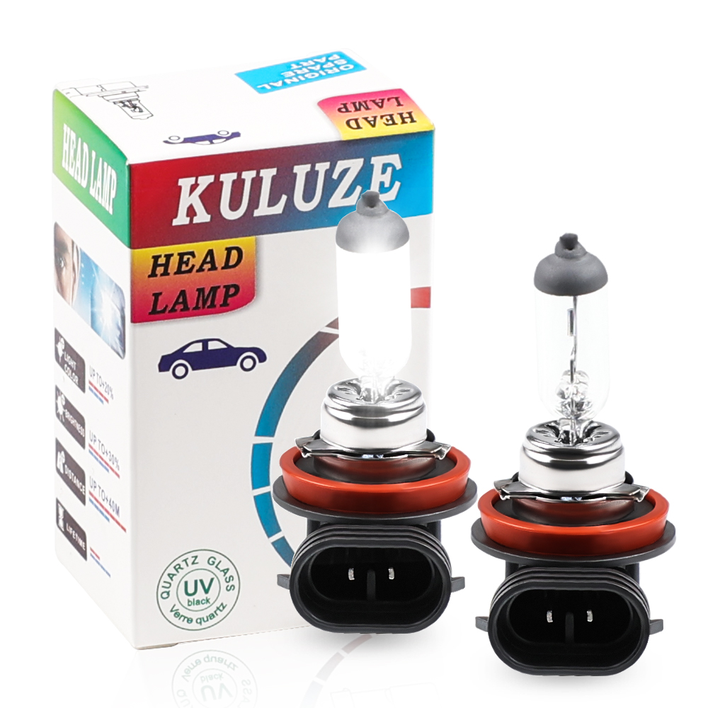2 uds H8 H11 9005/HB3 9006 12V 55W luz transparente 4300k bombillas blancas cálidas faros de coche lámparas halógenas fuente de estacionamiento: Cristal azul