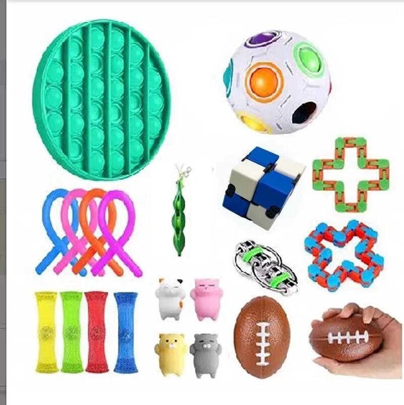 24 Pack Zappeln Sensorischen Spielzeug Set Stress Relief Spielzeug Autismus Angst Relief Stress Pop Blase Zappeln Sensorischen Spielzeug für Kinder erwachsene: 21PSC
