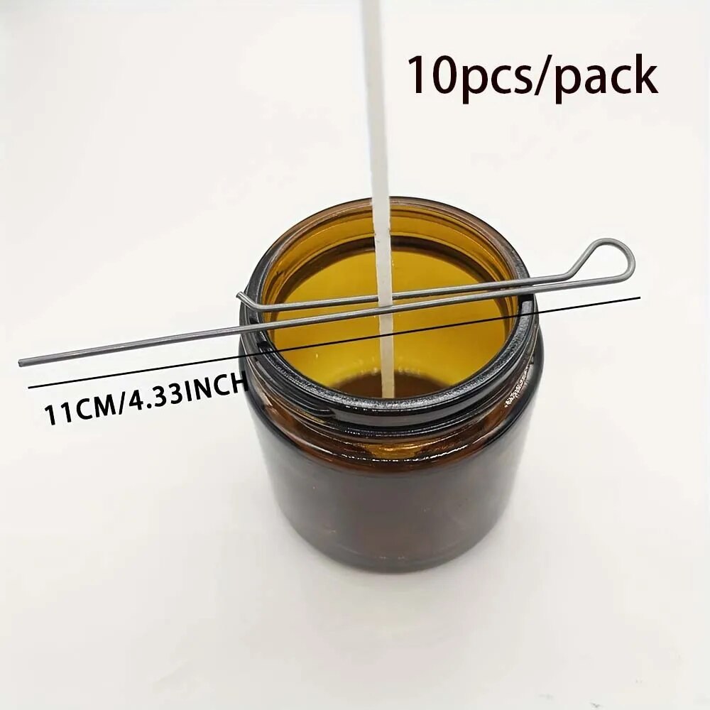 Soportes para mecha de vela de 4,3 pulgadas, fijador de mecha con Clip, soportes de acero inoxidable para fabricación de velas, herramientas de dispositivo de centrado de mecha de Metal, 5/10 Uds.: Blanco