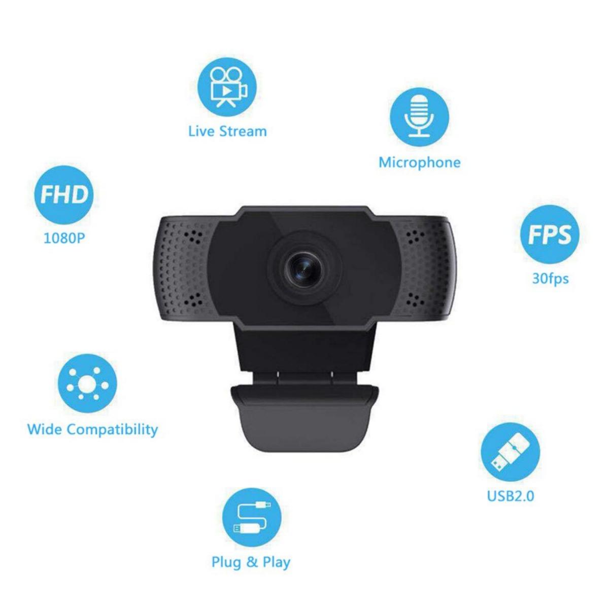 Webcam Full HD com luz de preenchimento LED, câmera web, microfone, plugue USB, PC, computador, Mac, laptop, desktop, 1080p, novo