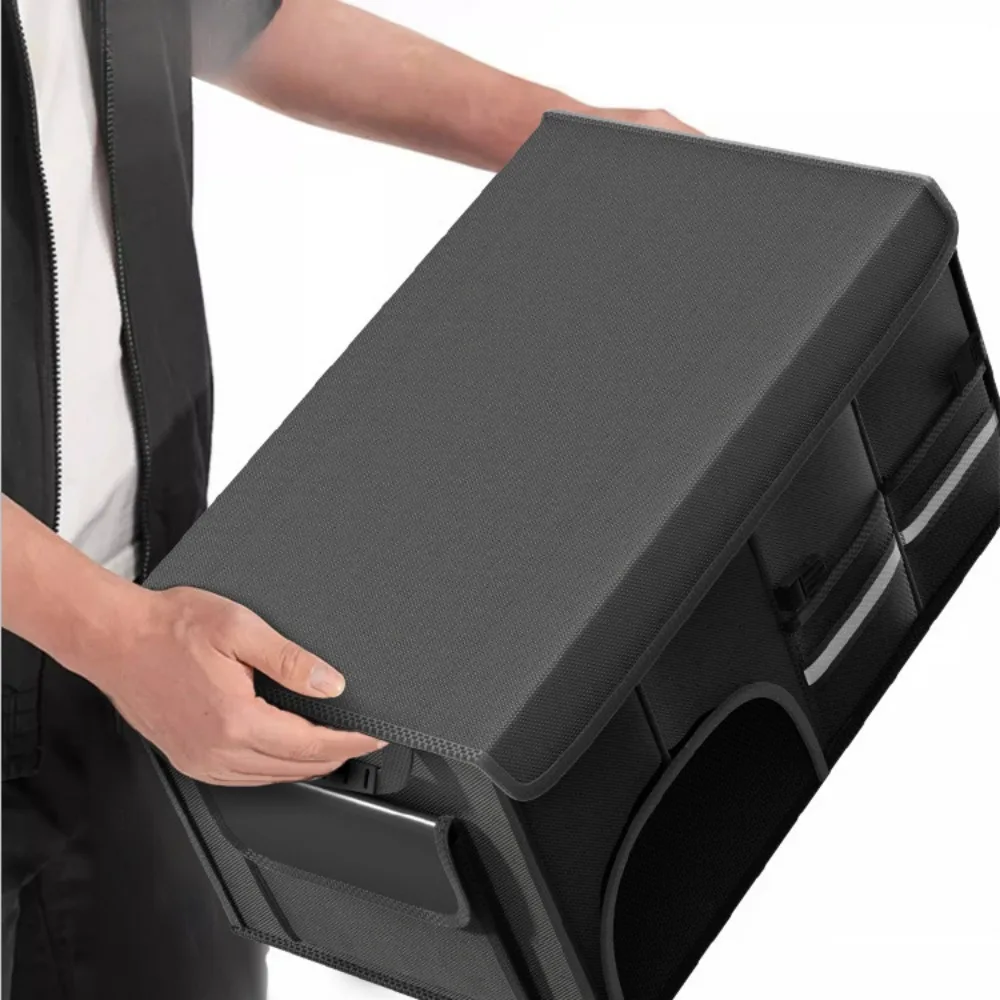 Car Trunk Organizer Vehicle Box with Lid Waterproof Storage Box Universal Accessory Multi-Compartment Collapsible Storage Boxes