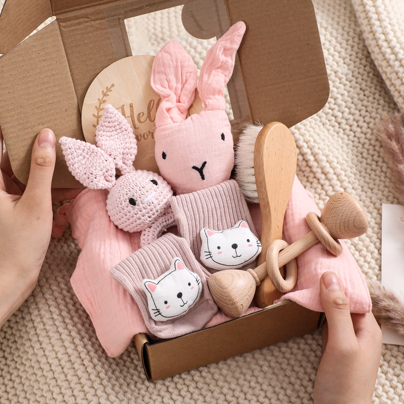 Lassen sie Machen 1einstellen Baby Zeug Schlecht Handtuch Baumwolle Decke Pinsel Produkte Für freundlicher Spielzeug Häkeln Rassel Kasten Weihnachten präsentieren: Farbe