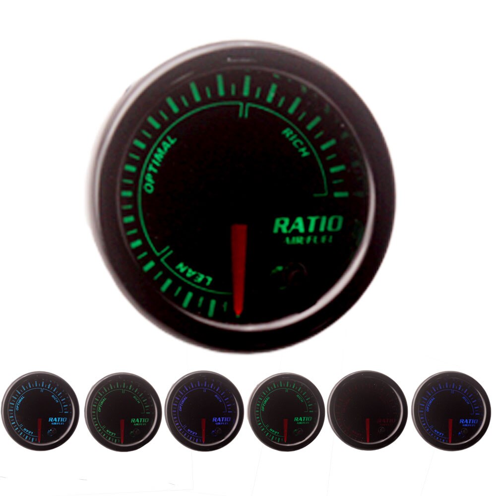 Universal 2" 52mm 7 Colors LED Car Auto Air Fuel Ratio Gauge Meter No Sensor