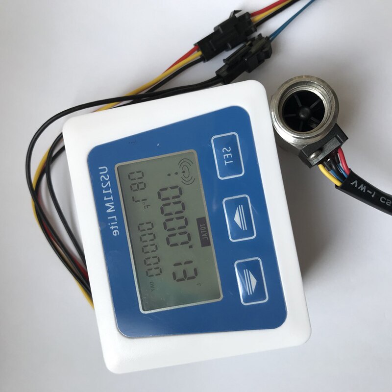 Digital Flow Meter Stainless Steel Flow Sensor 1/2 inch Temperature Sensor