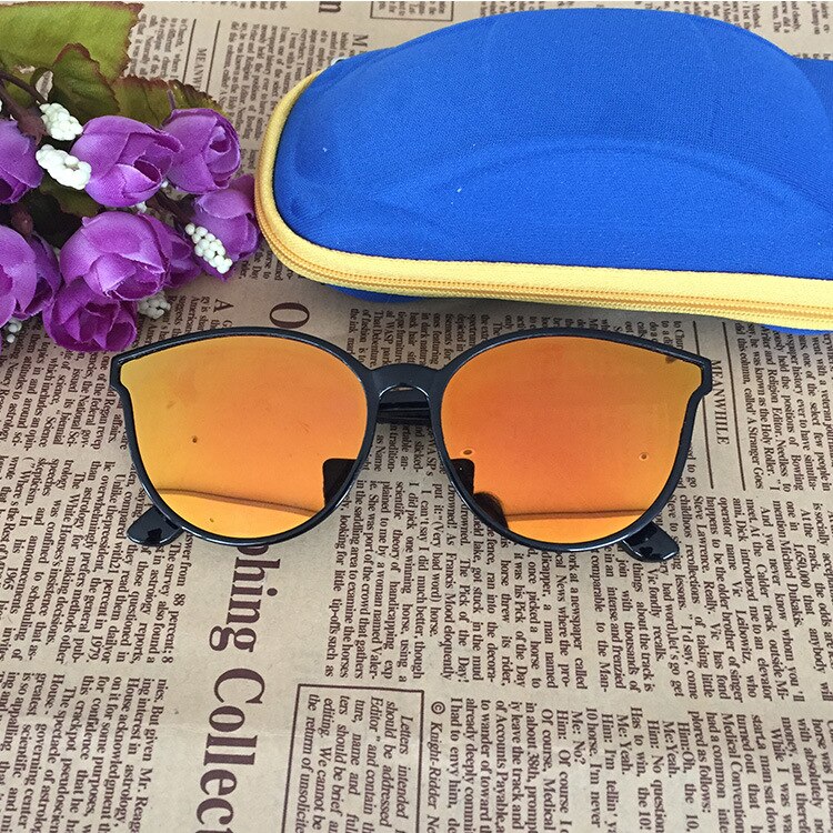 Leuke kat eye kinderen zonnebril kids meisjes jongens peuter zonnebril oculos de sol infantil: orange-mirror