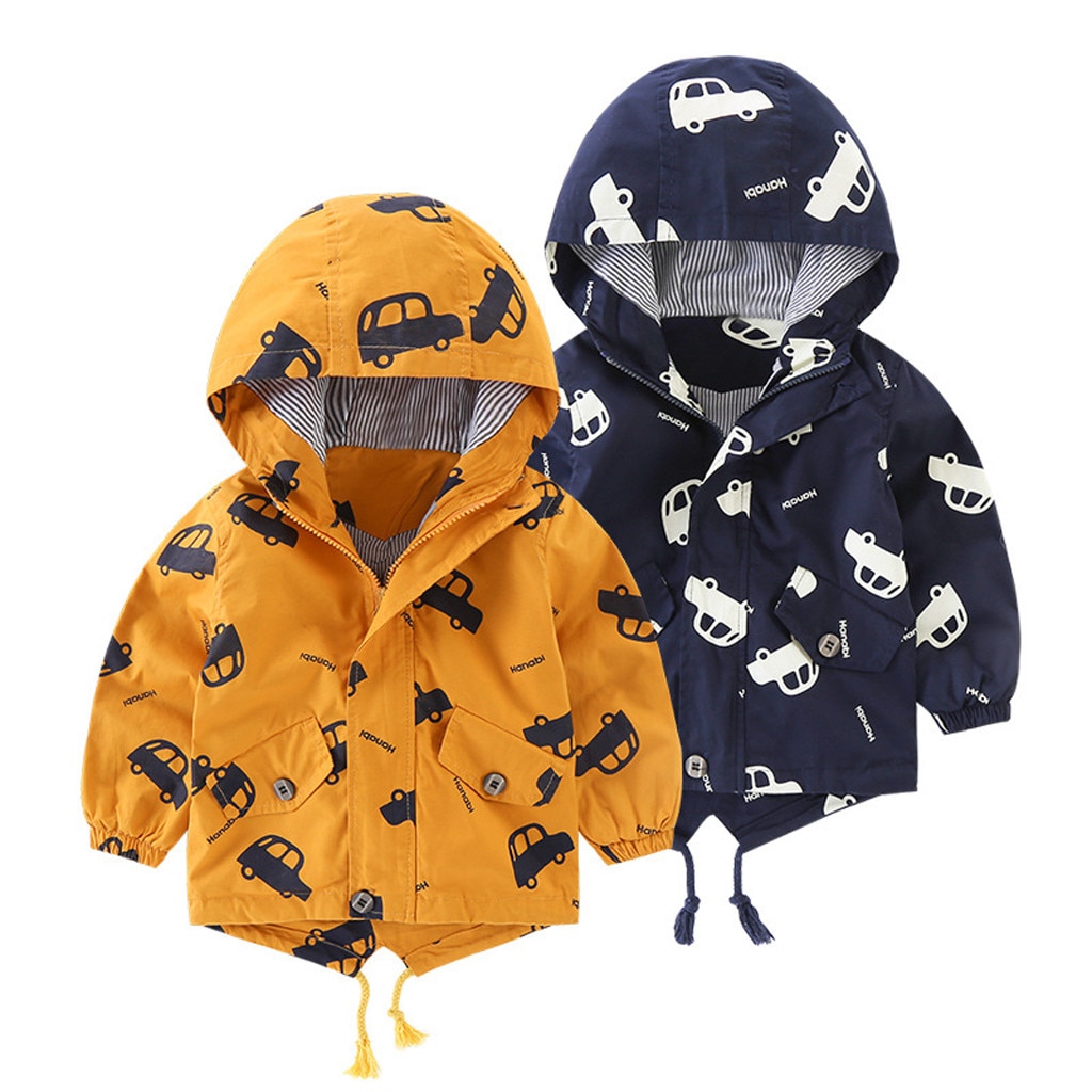 Lente Herfst Kinderen Peuter Jongen Jas Kinderen Jas Jongens Meisjes Bovenkleding Jongen Cartoon Print Capuchon Windjack Baby Kids Kleding