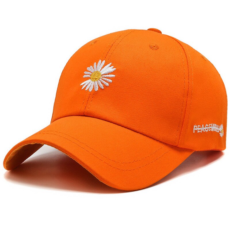 Zomer Vrouwen Mannen Bloem Geborduurde Baseball Cap Solid Snapback Unisex Zonnehoed Outdoor Sport Hip Hop Baseball Hoeden Casquette: Orange-Flower Cap