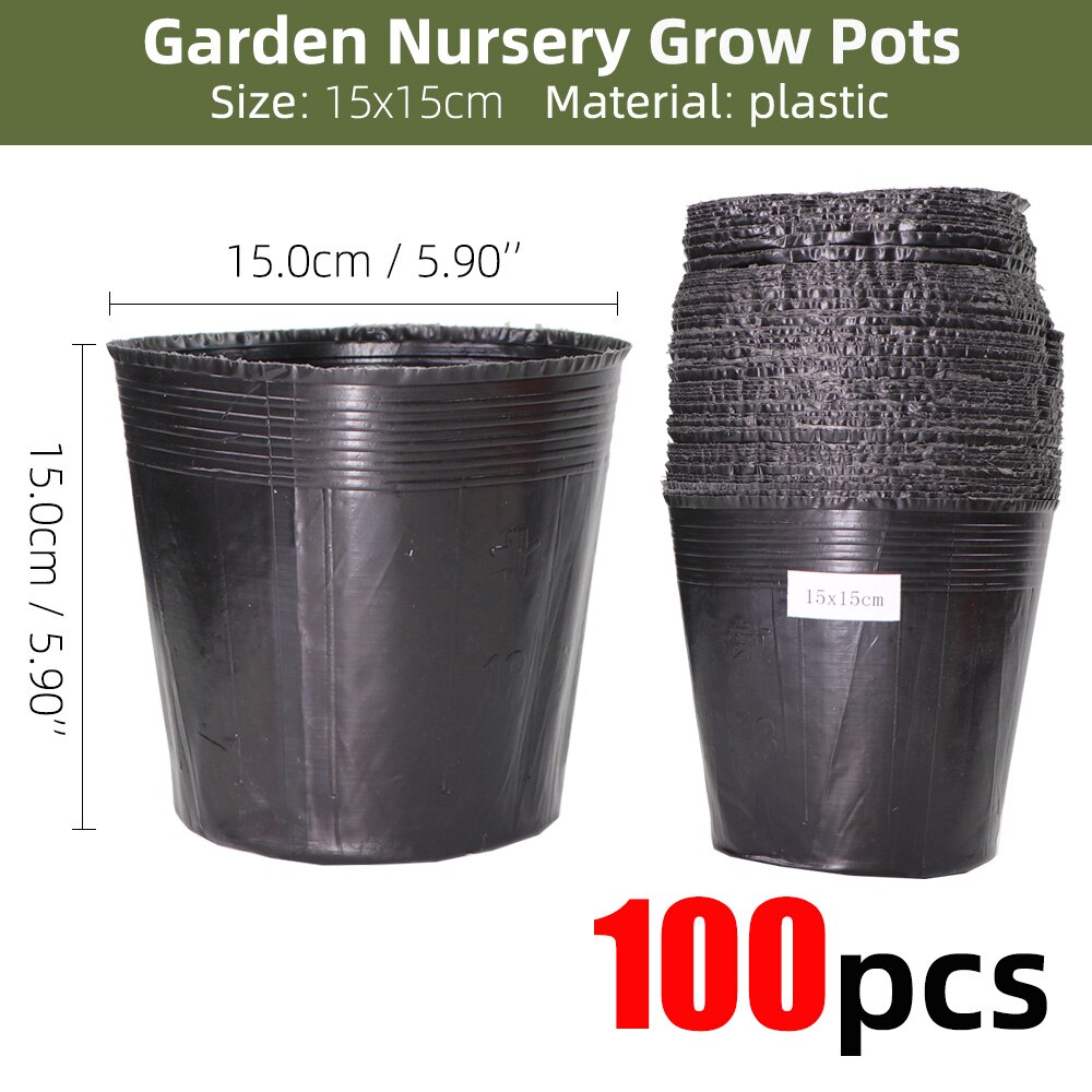20-300PCS 15 Sizes of Plastic Grow Nursery Pot Home Garden Planting Bags for Vegetable Flowers Plant Container Starting Box: K-100PCS