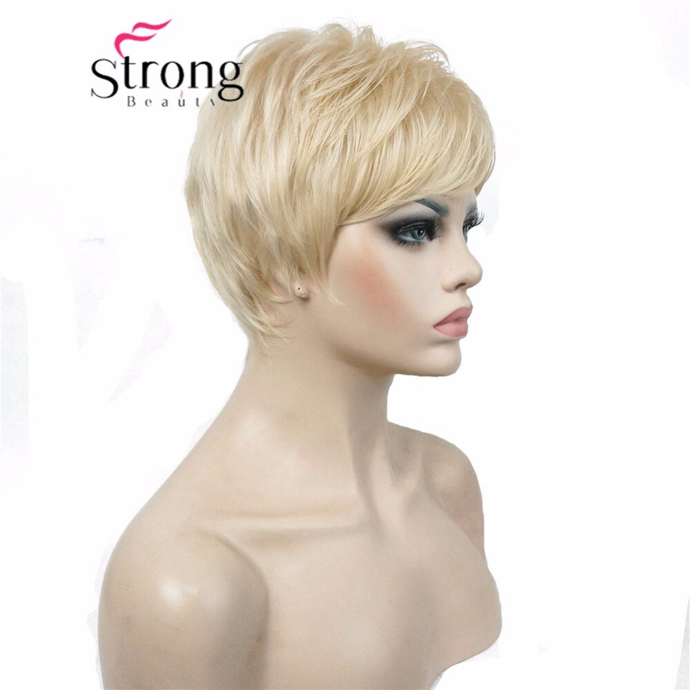 StrongBeauty Super Korte Gelaagde en Spikey Blonde Full Synthetische Pruik Pruiken Zwart Bruin KLEUR KEUZES