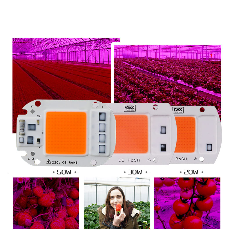 1 stk hydroponice  ac 220v 20w 30w 50w ledet vekstbrikke fullspektrum 380nm-840nm til innendørs ledet vekstlys