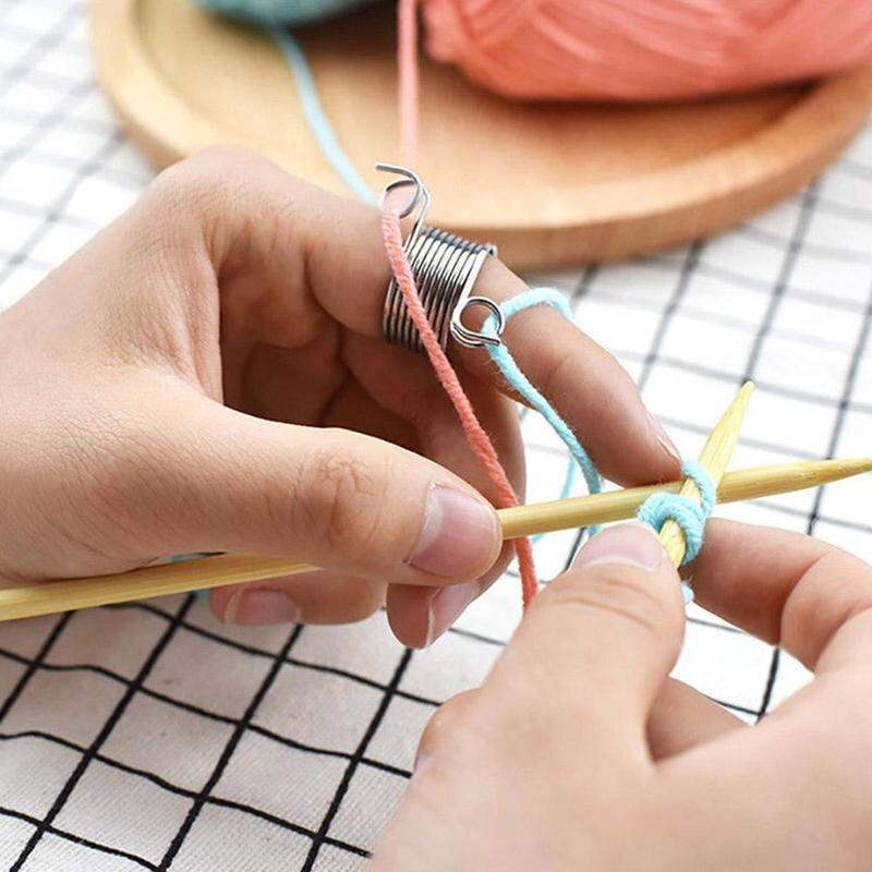 Yarn Spring Guides Braided Knuckle Assistant Jacquard Needle Thimble DIY Sewing Accessories Stainless Steel knitting Tool