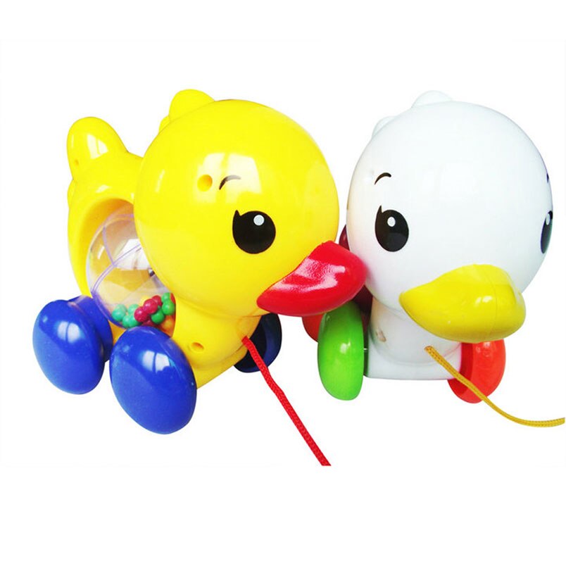 15cm Random Color Cute Duck Animals Baby Pull Toys Early Educational Learning Walk Along First Step Walking Walker Kids Toddlers