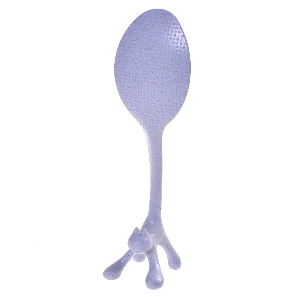 Cartoon Cute Cat Rice Spoon Wheat Straw Vertical Spoons Kitchen Accessories Cooking: Blue