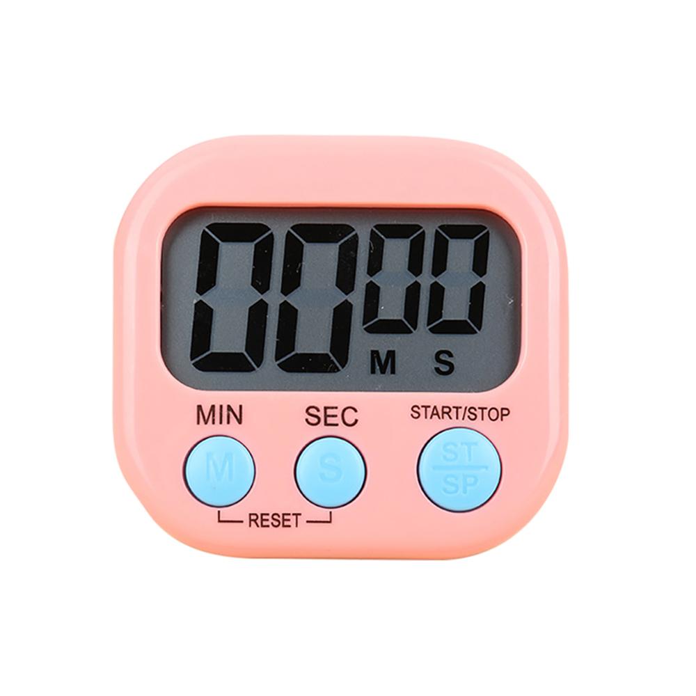 cooking timer LCD digital kitchen countdown timer clock, large screen positive negative timer with magnetic backup bracket: Pink
