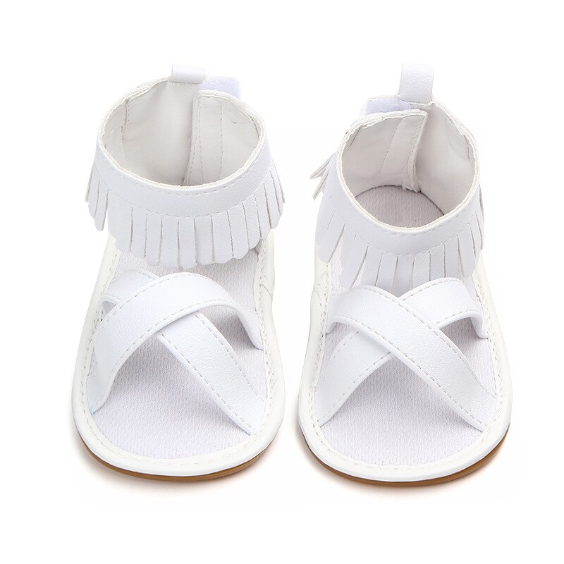 Baby Girl Sandals Newborn PU Tassel Sandals Newborn Baby Girl Shoes Cute Child Sandals For Baby Girls: White / 7-12 Months